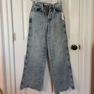 Wide leg Pac Sun light wash jeans.